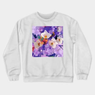 White Blossoms over Lilacs Crewneck Sweatshirt